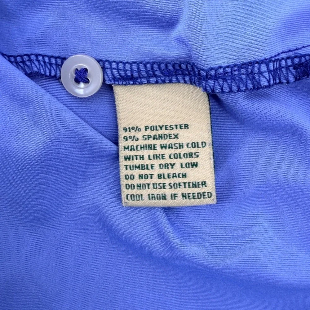 Donald Ross Polo Shirt Mens XL Blue Topographical Print Performance Golf Stretch